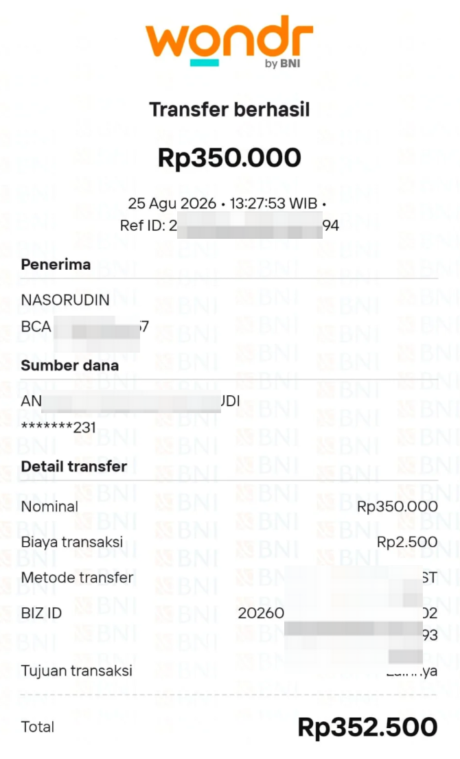Bukti Transfer Customer 2